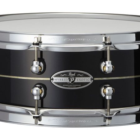 Pearl Hybrid Exotic 14" x 5" Kapur Fiberglass Snare Drum in Glimmering Ebony with Pearl Inlay