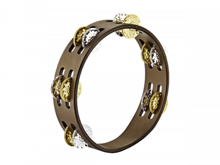 Meinl Compact Tambourine in Walnut Brown with Hammered Steel/Brass Jingles