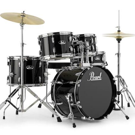 Pearl Roadshow 18" Kit (5pc) in Jet Black with Hardware and Cymbals
